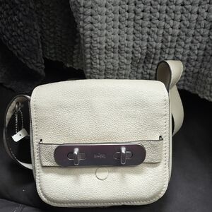 Coach Cream Leather Crossbody Bag with Silver Hardware